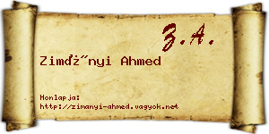 Zimányi Ahmed névjegykártya